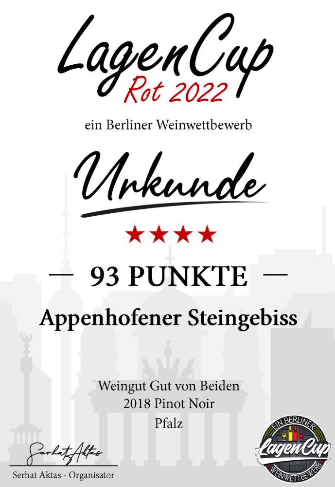 LagenCup Rot 2022 - Pinot Noir Appenhofener Steingebiss 2018