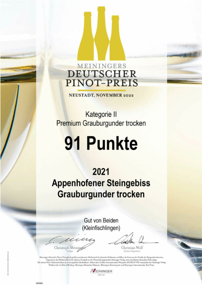 Meiningers Deutscher Pinot-Preis, Grauburgunder Appenhofener Steingebiss 2021